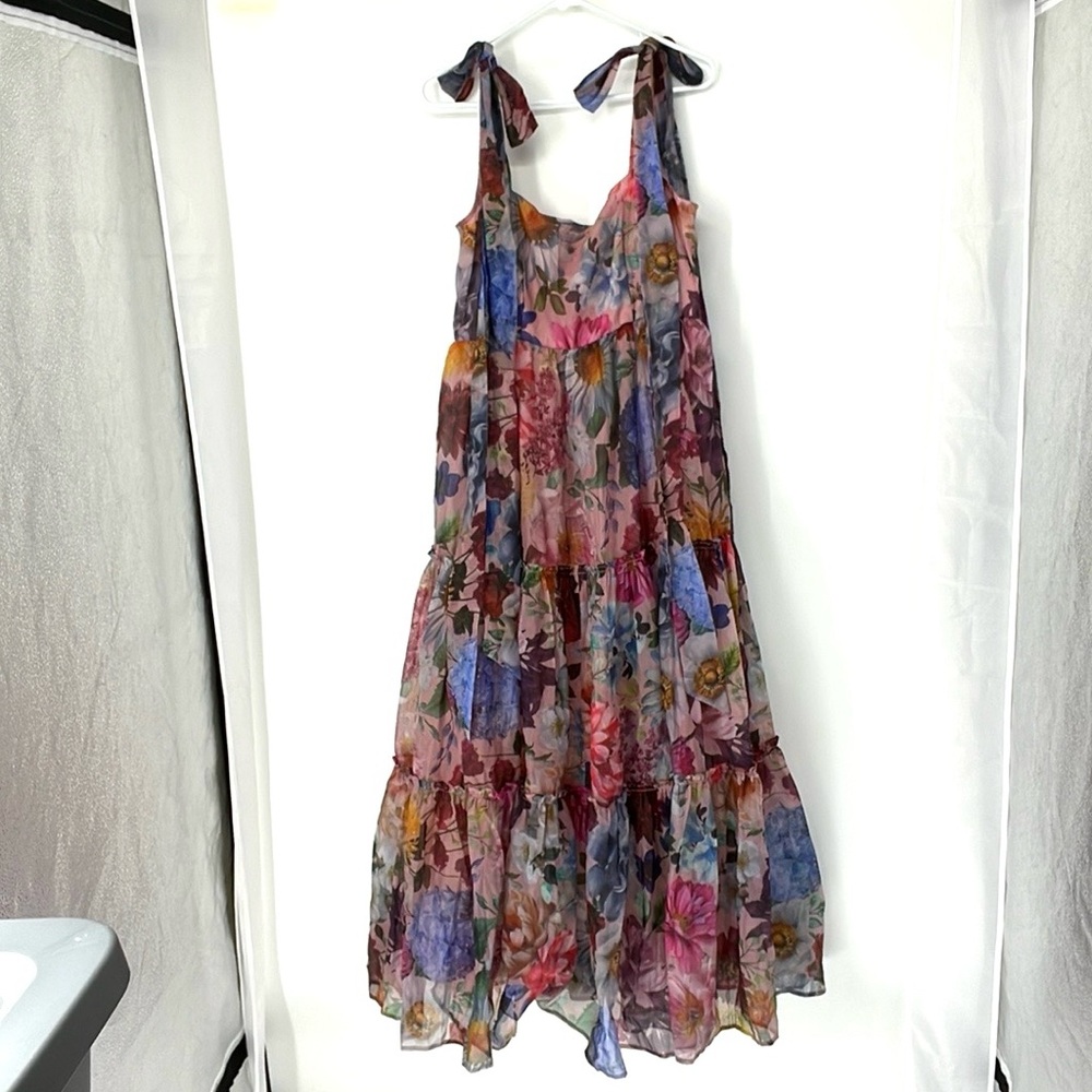 Francesca's Collections Floral Maxi Dress in Pink, Blue, Purple